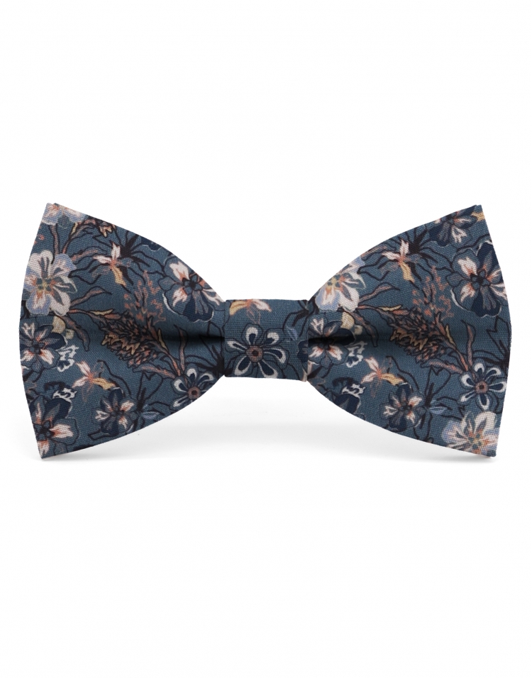 ENARE - FLORAL BOW TIE - CLASSIC - TEAL & CARAMEL