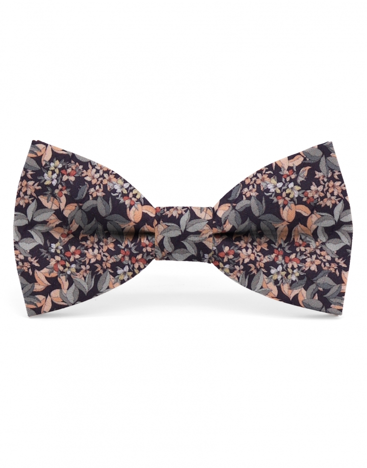 LOKKA - FLORAL BOW TIE - CLASSIC - GREY GREEN & PEACH