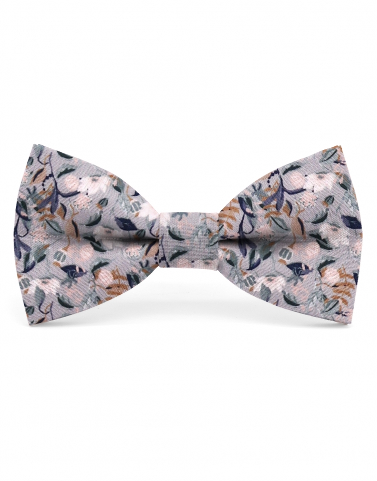 ORIVESI - FLORAL BOW TIE - CLASSIC - GREY, BLUE & GREEN