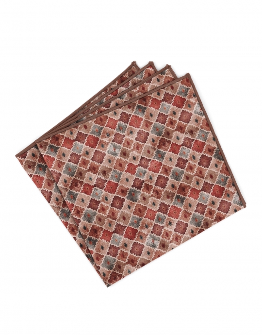 MANITOBA - POCKET SQUARE - TERRACOTTA & BROWN