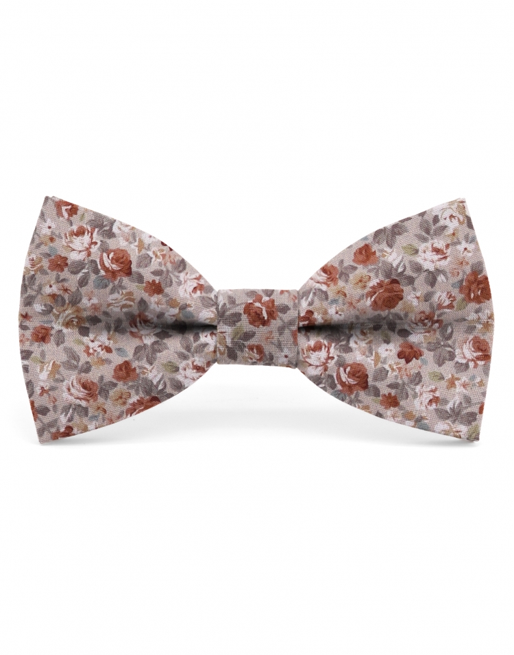 JUAM - FLORAL BOW TIE - CLASSIC - TERRACOTTA & GREY