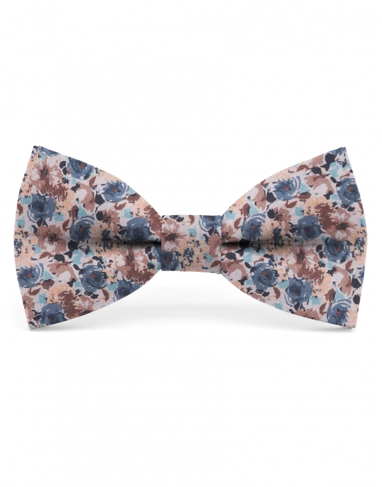 MALAR - FLORAL BOW TIE - CLASSIC - BLUE & BROWN