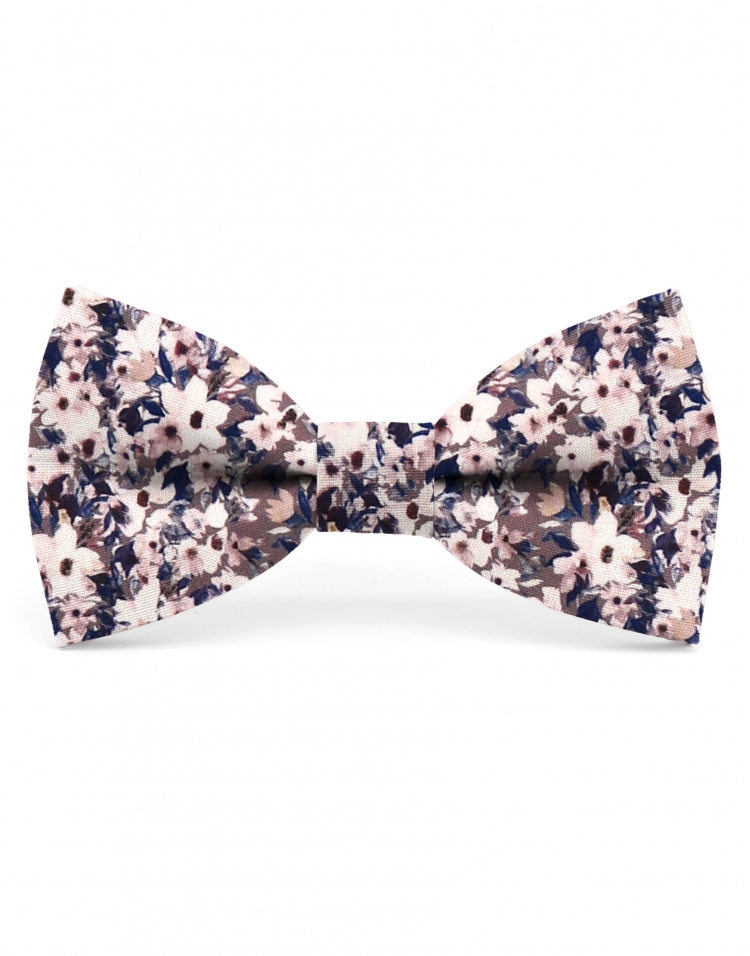 BALATON - FLORAL BOW TIE - CLASSIC - BLUE, BROWN & BEIGE