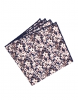 BALATON - FLORAL POCKET SQUARE - BLUE, BROWN & BEIGE