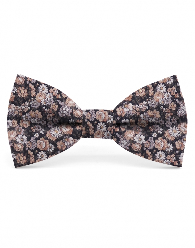 BOMUN - FLORAL BOW TIE - CLASSIC - BROWN & GREY