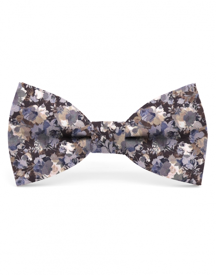 TAHOE - FLORAL BOW TIE - CLASSIC - BLUE & BROWN