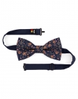 INARI - FLORAL BOW TIE - CLASSIC - NAVY BLUE, CARAMEL & PINK