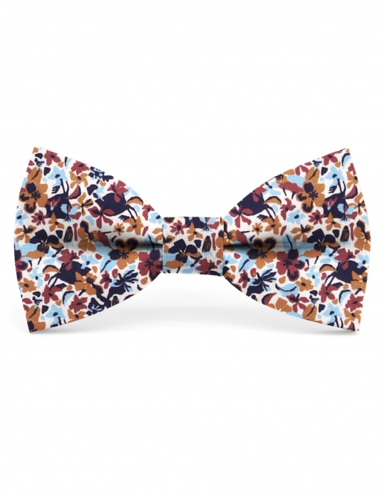 SIHWA - FLORAL BOW TIE - CLASSIC - BLUE, TERRACOTTA & CARAMEL