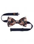 VOSTOK - FLORAL BOW TIE - CLASSIC - NAVY BLUE, BEIGE & ORANGE