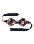 VOSTOK - FLORAL BOW TIE - DIAMOND - NAVY BLUE, BEIGE & ORANGE