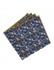 SILJAN - FLORAL POCKET SQUARE - BLUE & ORANGE