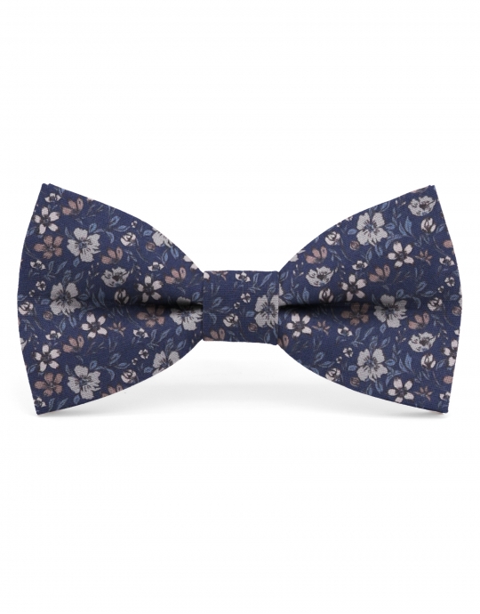 NOTORO - FLORAL BOW TIE - CLASSIC - BLUE, GREY & BROWN