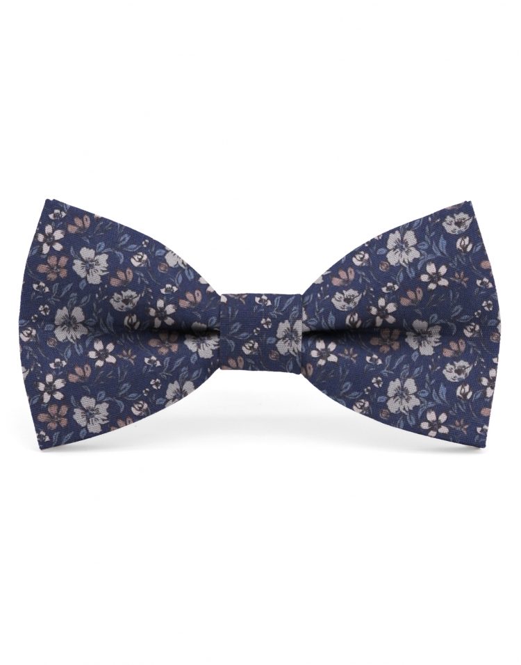 NOTORO - FLORAL BOW TIE - CLASSIC - BLUE, GREY & BROWN