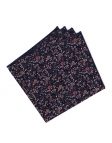 BIWA - FLORAL POCKET SQUARE - NAVY BLUE & PINK