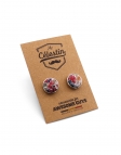 KYOGA - FLORAL CUFFLINKS - PINK & PETROL