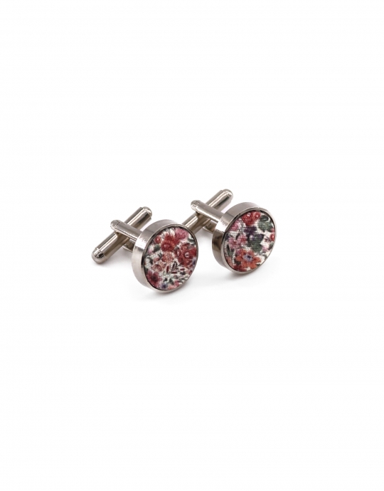 PARO - FLORAL CUFFLINKS - PINK & GREEN