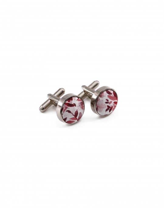 NEMI - FLORAL CUFFLINKS - RED & WHITE