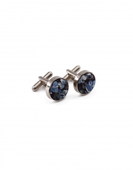 LEMAN - FLORAL CUFFLINKS - BLUE & TEAL