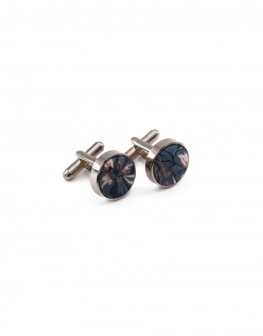 ENARE - FLORAL CUFFLINKS - TEAL & CARAMEL