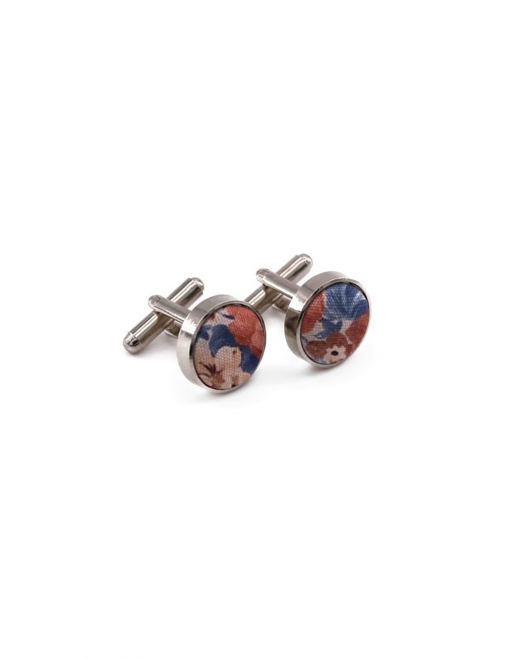 ORIVESI - FLORAL CUFFLINKS - GREY, BLUE & GREEN