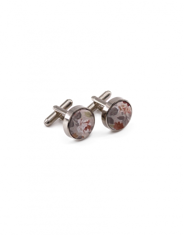 HURON - FLORAL CUFFLINKS - TERRACOTTA & BROWN