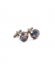 JUAM - FLORAL CUFFLINKS - TERRACOTTA & GREY