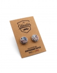 JUAM - FLORAL CUFFLINKS - TERRACOTTA & GREY