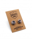 BALATON - FLORAL CUFFLINKS - BLUE, BROWN & BEIGE