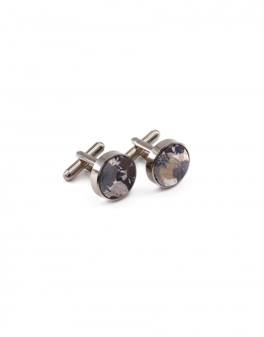 TAHOE - FLORAL CUFFLINKS - BLUE & BROWN