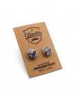 BOMUN - FLORAL CUFFLINKS - BROWN & GREY