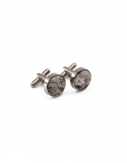 CONSTANCE - FLORAL CUFFLINKS - LIGHT KHAKI GREEN