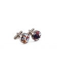 INARI - FLORAL CUFFLINKS - NAVY BLUE, CARAMEL & PINK