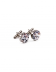 VOSTOK - FLORAL CUFFLINKS - NAVY BLUE, BEIGE & ORANGE