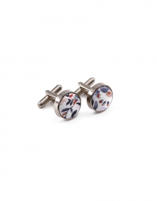 ISEO - FLORAL CUFFLINKS - BLUE & ORANGE