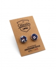 ISEO - FLORAL CUFFLINKS - BLUE & ORANGE