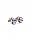 NOTORO - FLORAL CUFFLINKS - BLUE, GREY & BROWN