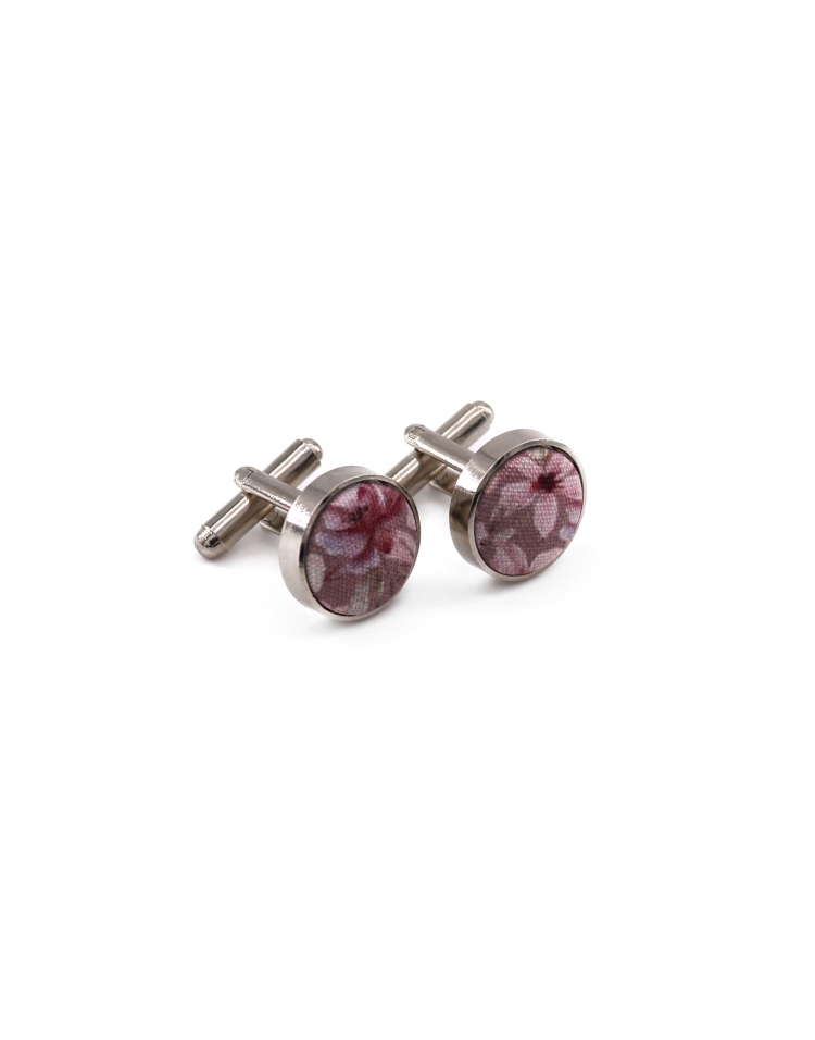 GARDA - FLORAL CUFFLINKS - PINK & PURPLE