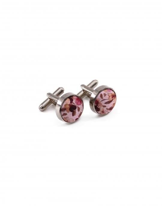 TOYA - FLORAL CUFFLINKS - PINK & CARAMEL