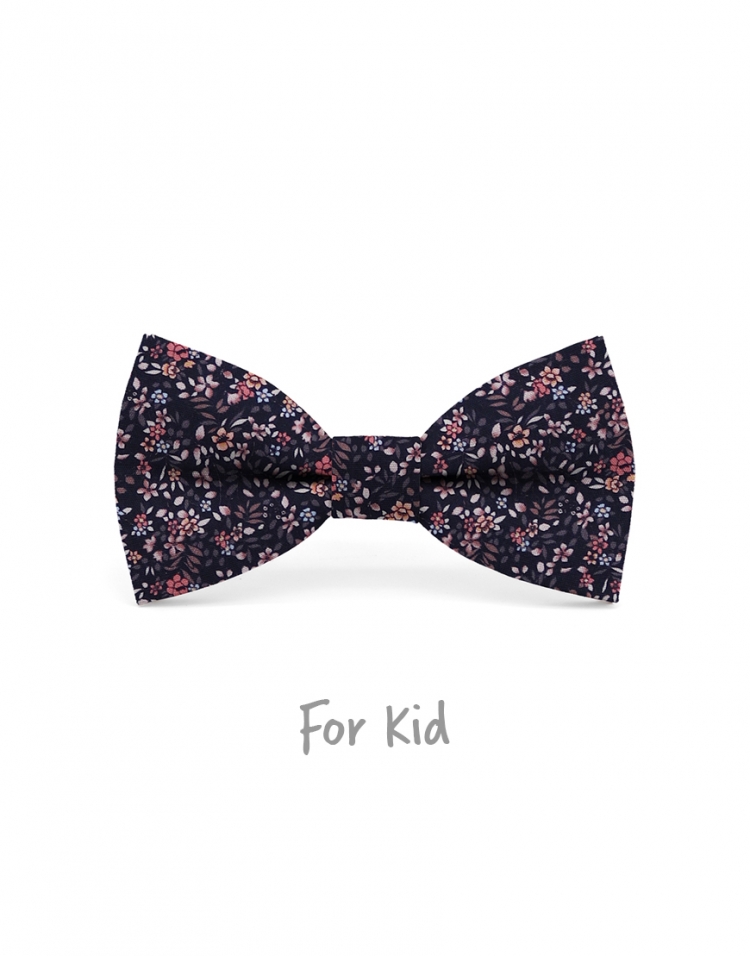 BIWA - KID or TEEN BOW TIE - NAVY BLUE & PINK