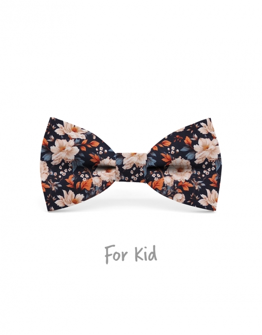 VOSTOK - KID or TEEN BOW TIE - NAVY BLUE, BEIGE & ORANGE