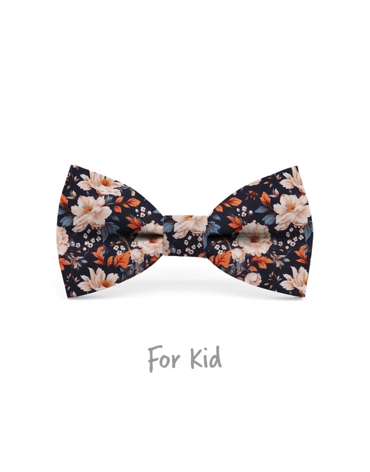 VOSTOK - KID or TEEN BOW TIE - NAVY BLUE, BEIGE & ORANGE