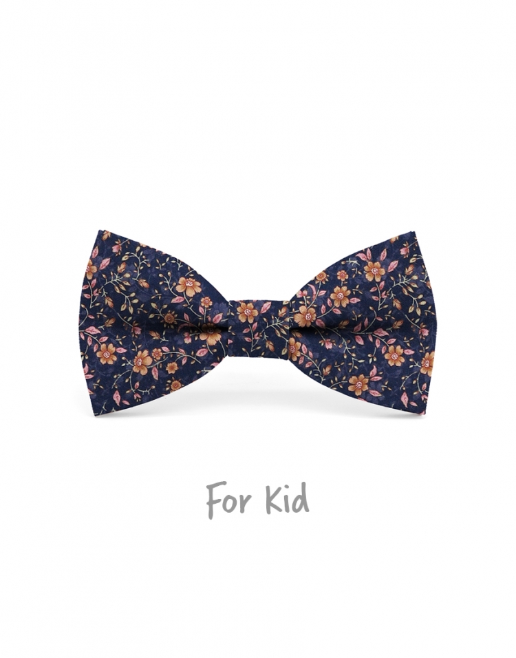 INARI - KID or TEEN BOW TIE - NAVY BLUE, CARAMEL & PINK