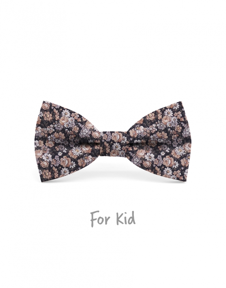 BOMUN - KID or TEEN BOW TIE - BROWN & GREY