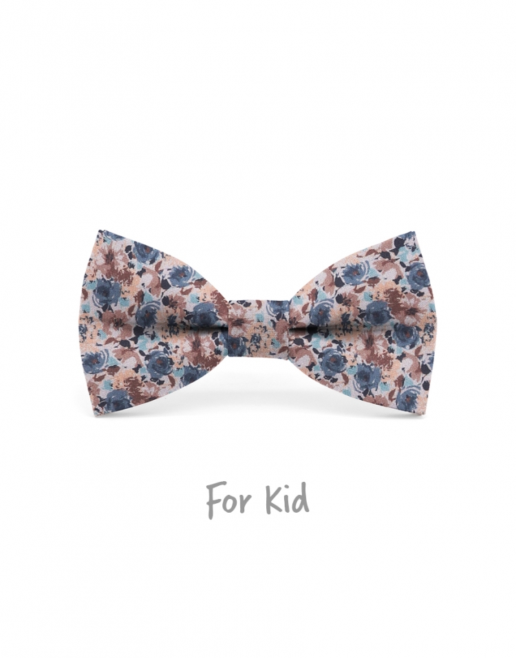 MALAR - KID or TEEN BOW TIE - BLUE & BROWN