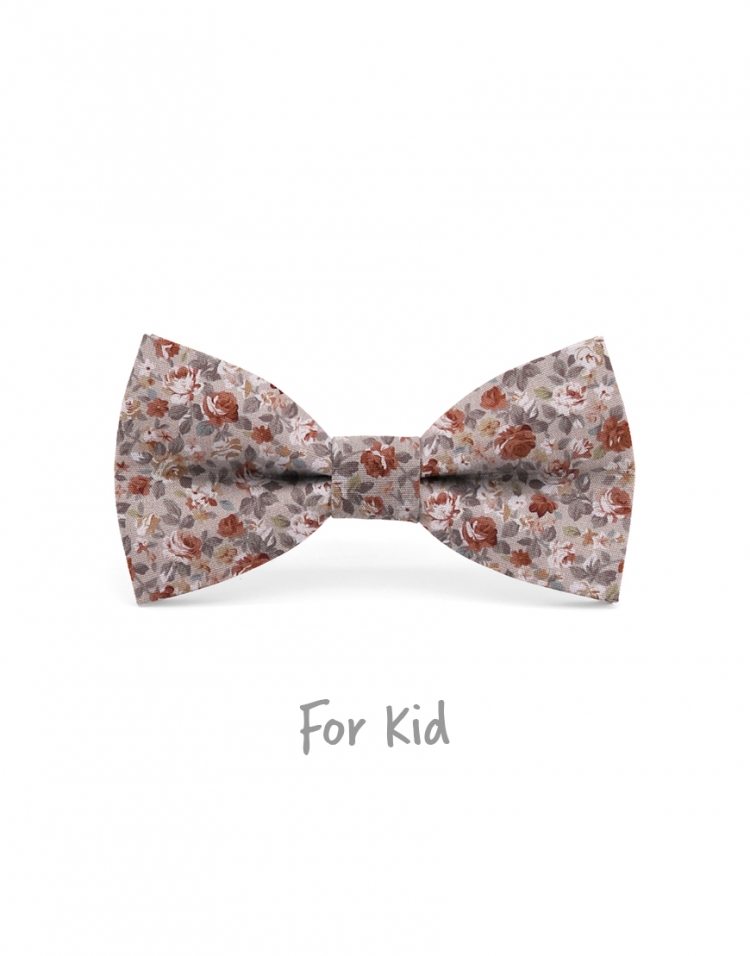 JUAM - KID or TEEN BOW TIE - TERRACOTTA & GREY