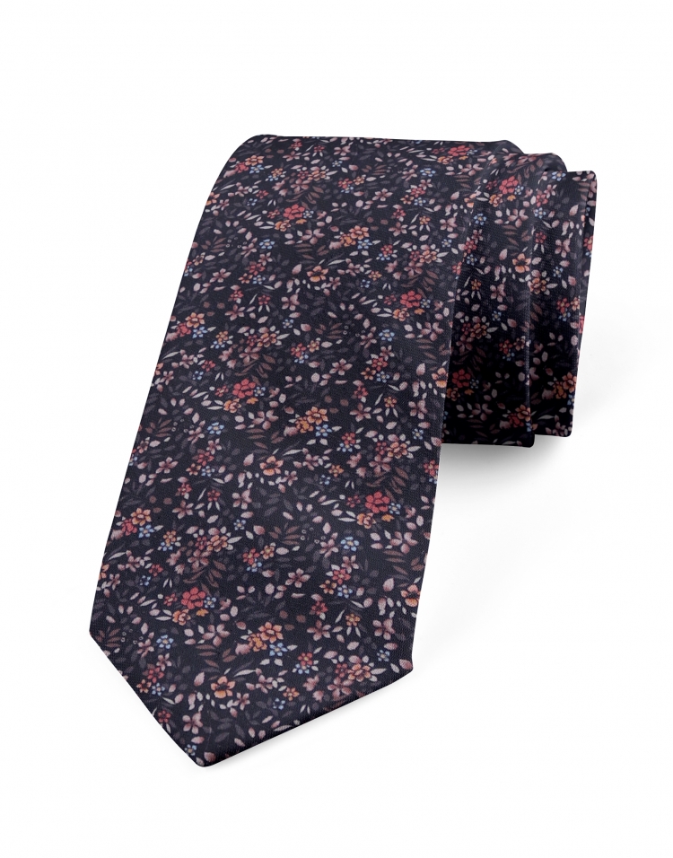 BIWA - FLORAL TIE - NAVY BLUE & PINK