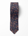 INARI - FLORAL TIE - NAVY BLUE, CARAMEL & PINK