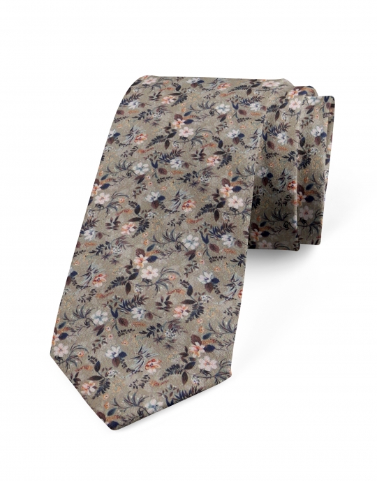 CONSTANCE - FLORAL TIE - LIGHT KHAKI GREEN