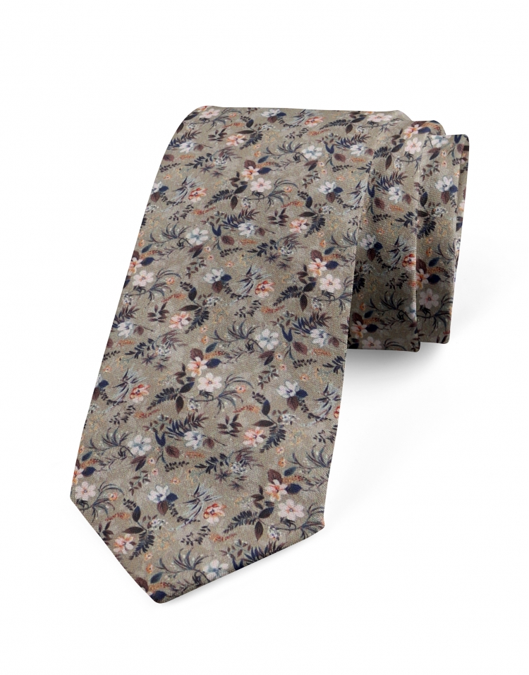 CONSTANCE - FLORAL TIE - LIGHT KHAKI GREEN