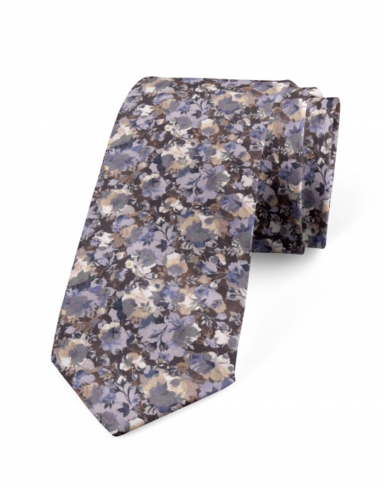 TAHOE - FLORAL TIE - BLUE & BROWN